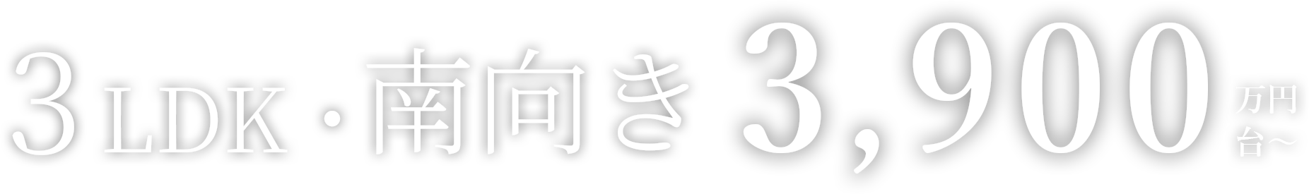3LDK南向き3,900万円台～