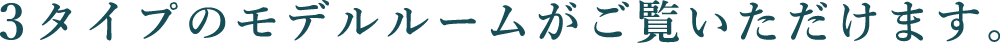 3タイプのモデルルームがご覧いただけます