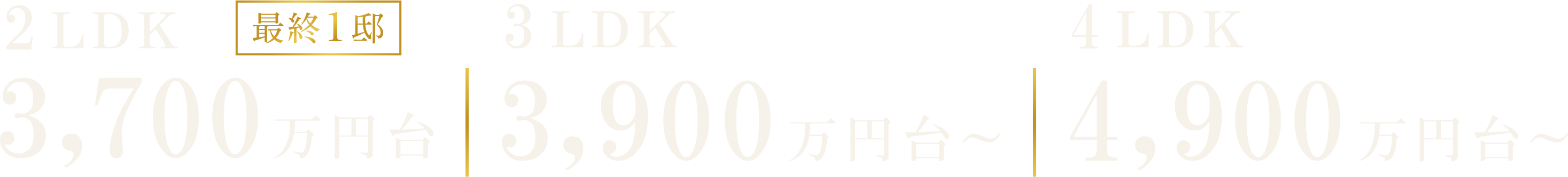予定販売価格｜2LDK 3,700万円台|3LDK 3,900万円台～|4LDK 4,900万円台～