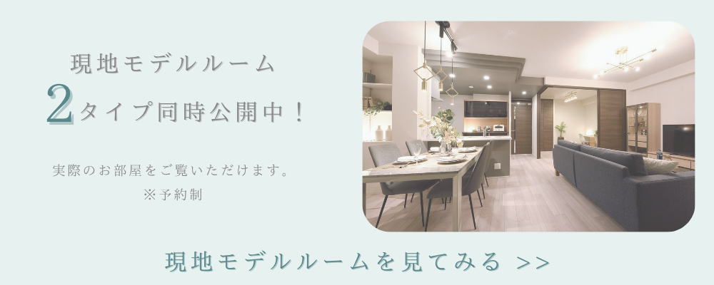 現地モデルルーム2タイプ同時公開中！実際のお部屋をご覧いただけます※予約制