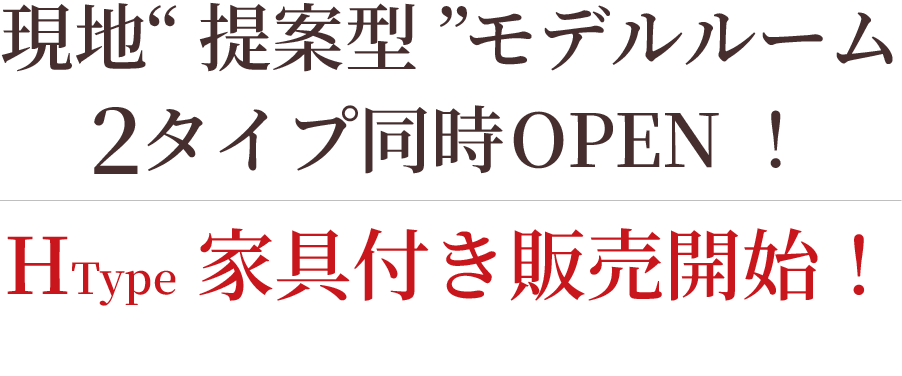 現地提案型モデルルーム2タイプ同時OPEN!Htype家具付き販売開始！